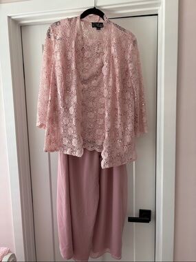Alex Evenings Blush Pink Lace Overlay Two-Piece Ensemble